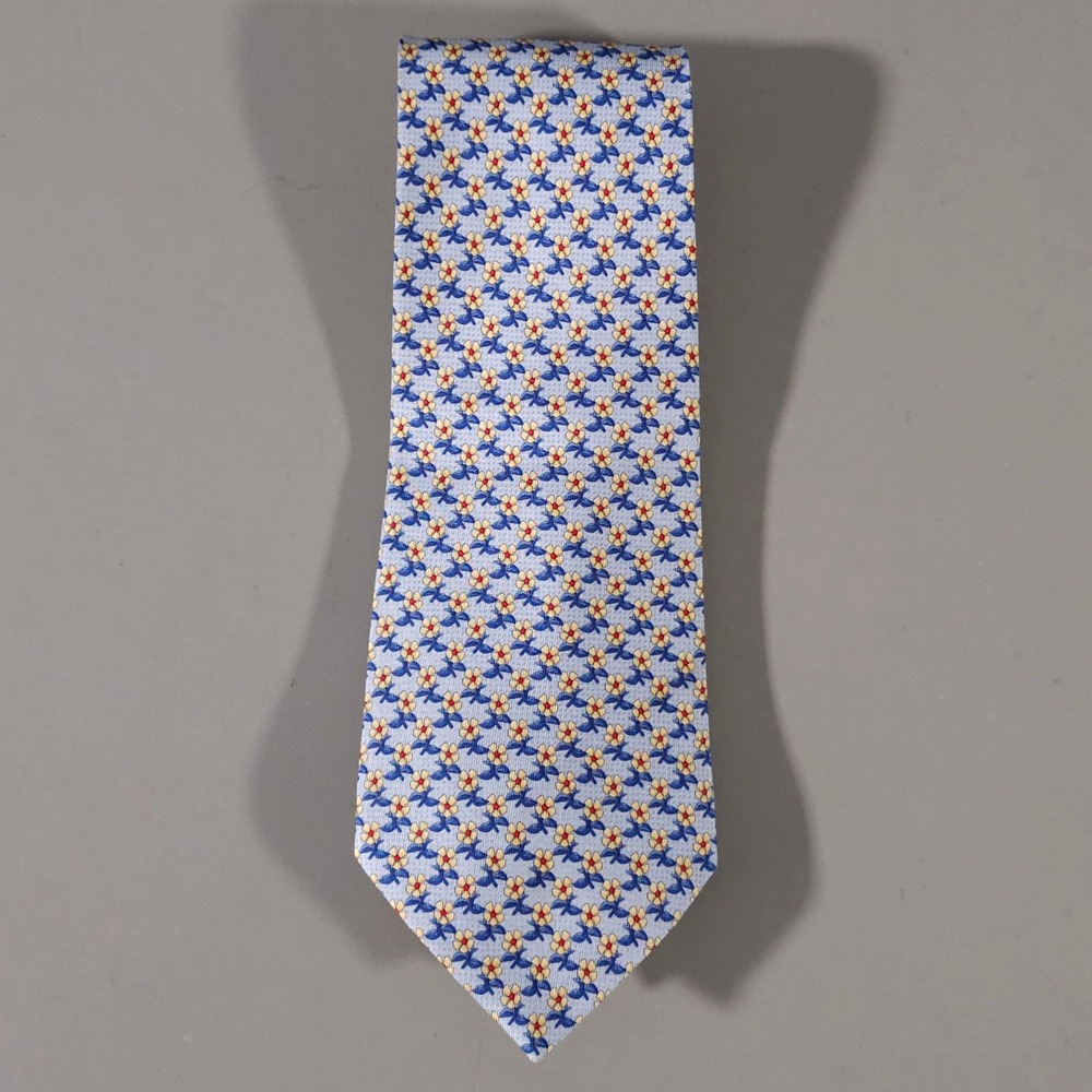 Thomas Pink Necktie Mens OS Blue Floral Pure Silk London Made Accessory